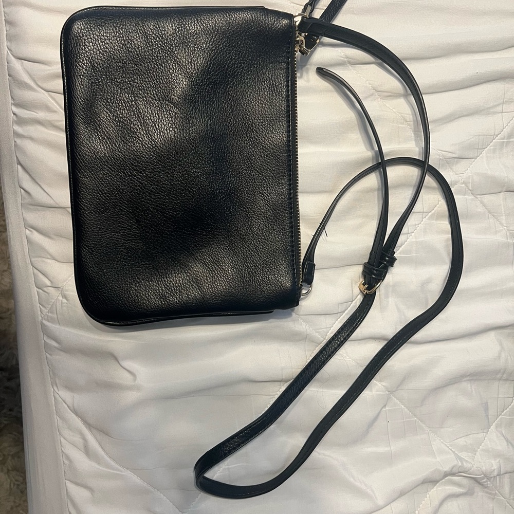 Sleek Black Leather Crossbody Bag